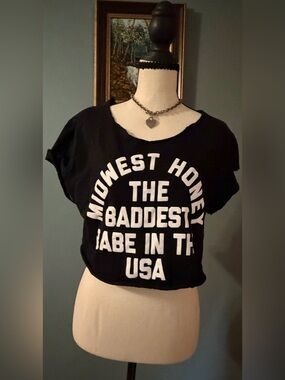 Golden Gems Midwest Honey Baddest Babe In The USA Black Graphic DIY Crop Top Tee